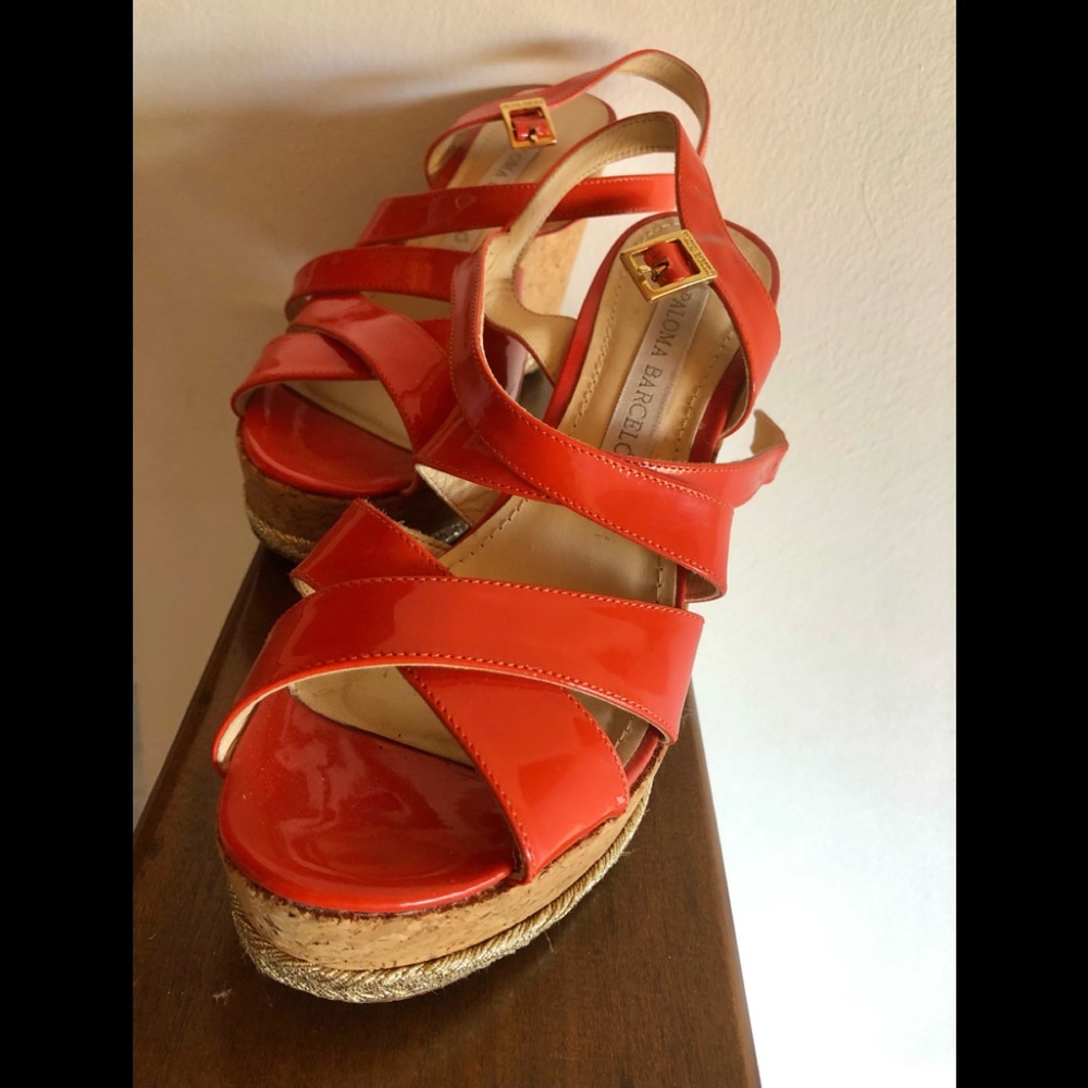 Paloma Barcelona Orange Wedge size 37 like New